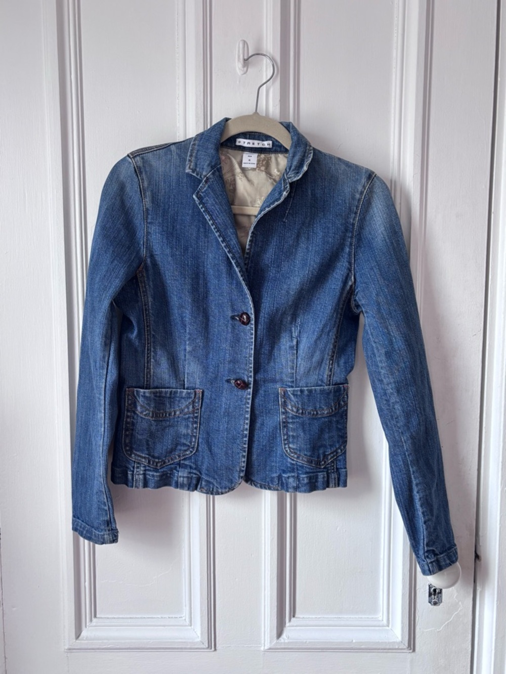 Vintage Gap Factory Women’s Stretch Denim Blazer Two Button Closure Size 6